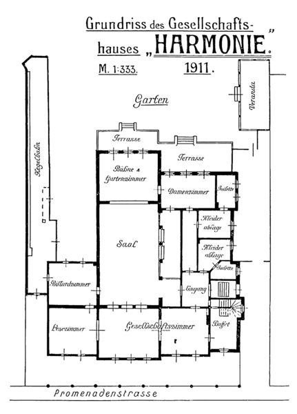 Datei:Grundriss des Gesellschaftshauses Harmonie Nordhausen - Jugendklubhaus.jpg