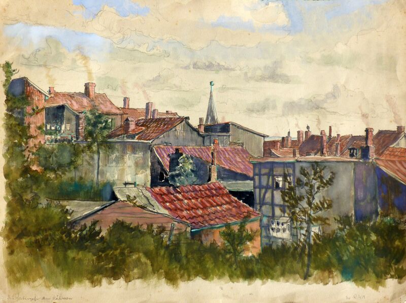 Datei:Blick vom Rähmen auf die Hüterstraße in Nordhausen 1939.jpg